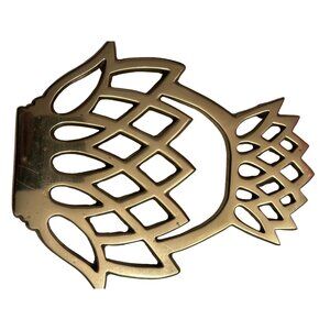 Vintage Brass Pineapple Trivet Copyright 1976 10-46‎